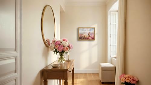 Pink Wall Art, Framed Jesus Hugging Lamb Sandstone Wall Decor, 12x16 Inch pink sky 16"L x 12"W