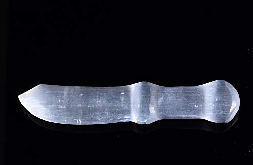 AMOYSTONE 7" Selenite Knife Natural Crystal Wand for Energy Cleansing Knife Shaped 7"