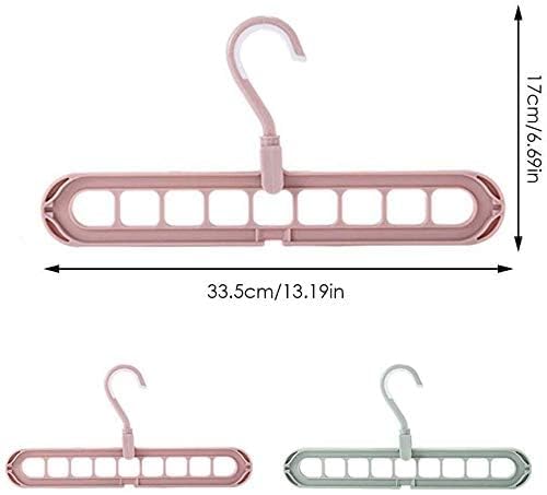 9 Holes Clothes Hanger, Wardrobe Storage Organiser, Heavy Duty Anti Skid Plastic with 360º Swivel Hook, Essential Closet Space Saver (Pack of one) (Any rendom Color)