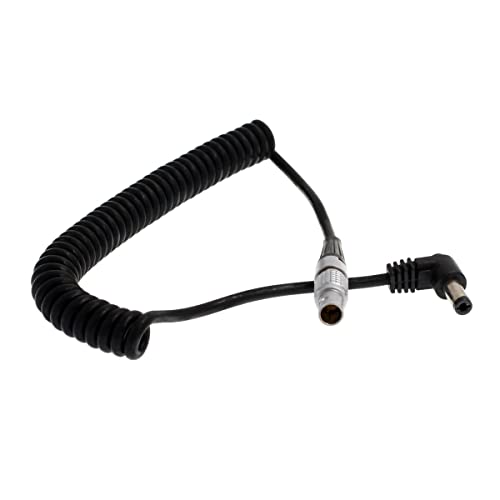12V DC Barrel to 0B 2 Pin Coiled Power Cable for ARRI Alexa Camera, Teradek Bond, Preston MDR4, FEELWORLD F7 Pro Monitor, Z Cam E2 S6 Camera Coiled Coiled 45cm S 2-pin to R DC 2.5