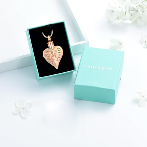 zeqingjw Heart Cremation Jewelry for Ashes Butterfly Urn Necklace for Women Loved Ones Ash Holder Keepsake Gift Memorial Pendent for Human Ashes Rose Gold