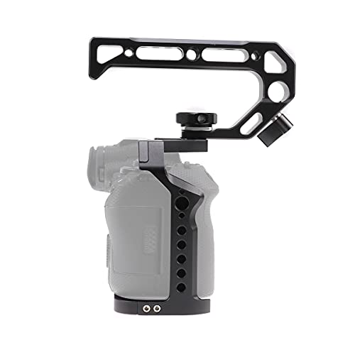 Hersmay R5 R6 Cage with Top Handle,Aluminium Alloy Camera Cage for Canon EOS R5 R6 Mirrorless Cameras, Vlogging Video Shooting Filmmaking Rig Stabilizer with 1/4" Mounting and 3/8" Arri Locating Hole für Canon EOS R5 R6