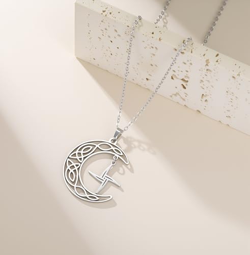 St Brigid's Cross Necklace Traditional Saint Bridget Pendant Irish Celtic Cross Amulet Christian Religious Jewelry Gift for Women Men silver