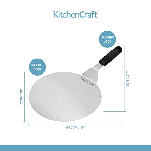 Stainless steel KitchenCraft cake lifter, 25cm, with a wide flat blade for serving cakes, pies, and pastries.