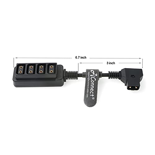 Dtap Male to 4 Port Dtap Female Power Cable for ARRI RED Cameras, TILTA, Steadicam, IDX Battery, AConnect Black 3.9 inch/10cm 10Amp Max Current 10cm