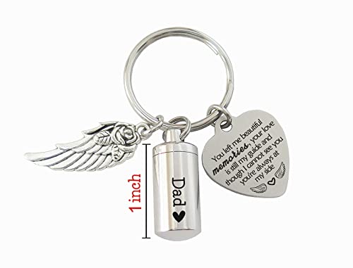 Small Keepsake Urn for Ashes Dad Memorial Gift Sympathy Gifts for Loss of Father Mini Cremation Urn Keychain Silver