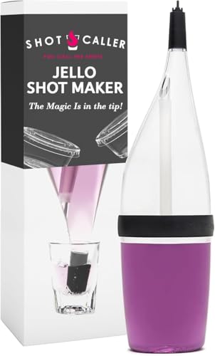 Ultimate Jello Shot Party Pack Kit - Shot Caller Dispenser with Patented Spring Tip + Exclusive Recipe Book + 100 Count 2 oz Cups with Lids | No-Mess Fast Filling for Parties & Halloween