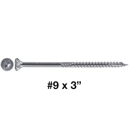 Jake Sales #9 x 3-inch silver star drive stainless steel wood screws, 1-pound package