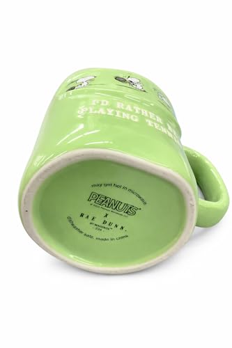 Rae Dunn Peanuts Tennis Coffee Mug, Green - I'd Rather Be Playing Tennis