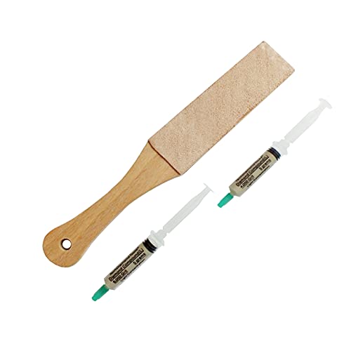 TechDiamondTools leather paddle strop with two diamond polishing compounds for knife sharpening, USA made