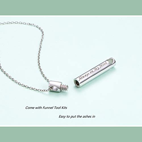 YinShan Urn Necklaces for Ashes for Women Girls Cremation Jewelry 925 Sterling Silver Eternity Memorial Forever in My Heart Ashes Keepsake, Adjustable Silver Chain 18+2 Inches Heart Bar