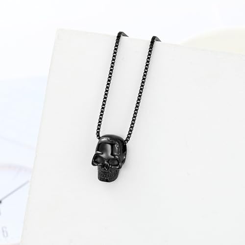 XSMZB Cremation Jewelry for Ashes for Pet Human Skull Urn Necklace for Ashes for Men Women Memorial Ash Holder Keepsake Pendant Black-1