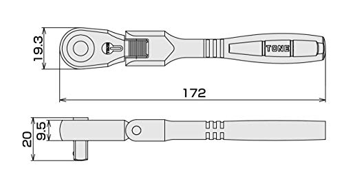 TONE RH2FHL long flex-head ratchet handle, 1/4-inch drive socket-hold type wrench