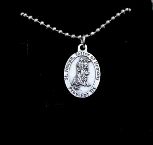 Saint Joseph Necklace, 30" Stainless Steel Ball Chain