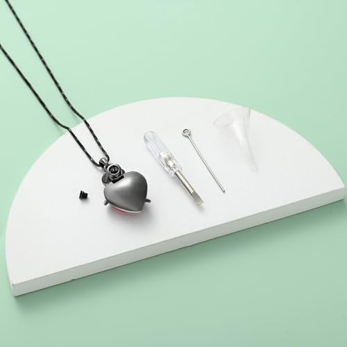 Yinplsmemory Rose Flower Cremation Jewelry Urn Necklace for Ashes for Women Crystal Heart Urn Locket Pendant Ashes Jewelry Black-red