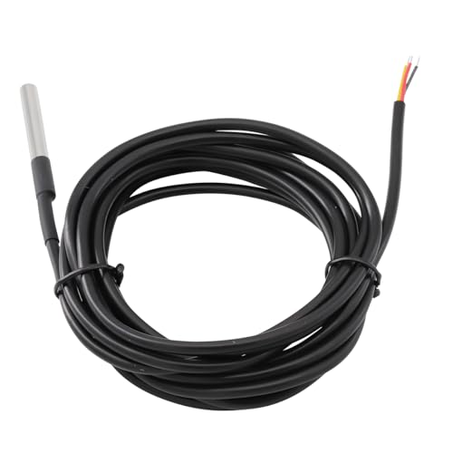 3 Metre Stainless Steel Temperature Sensor Waterproof Temperature Sensor Digital Thermal Probe Temperature Sensor Cable (Pack of 2) 2PCS 3 Meter