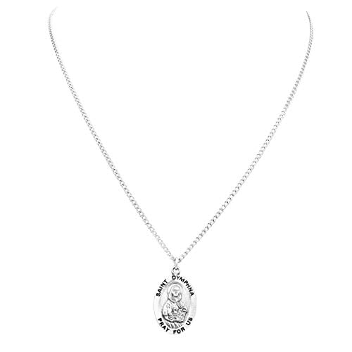 Rosemarie Collections Saint Pendant Necklace and 2 Religious Pocket Tokens St Dymphna