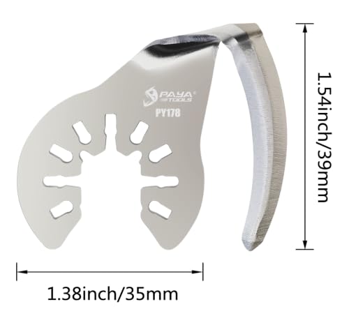 PAYA Universal Special-Shaped Stainless Steel Oscillating Scraper Blades, Multi-Purpose for Silicone Caulk, Grout Cleaning & Vehicle Windshield Disassembly PY178, 5PCS working depth of 39mm