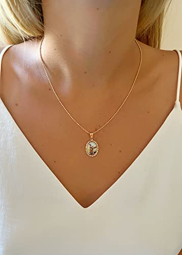 LESLIE BOULES Virgen de Guadalupe Medal Necklace for Women 18K Gold Plated Chain C-San Miguel Arcángel