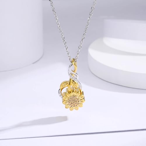 Cremation Necklace for Ashes Sterling Silver Ashes Urn Keepsake Memorial Jewelry Gifts for Women (Sunflower)