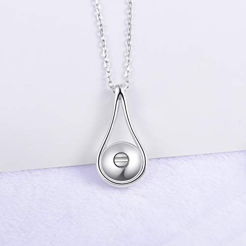 Fookduoduo Sterling Silver Teardrop Urn Necklaces for Ashes Memorial Ash Jewelry Cremation Eternity Urn Pendant Necklace for Women