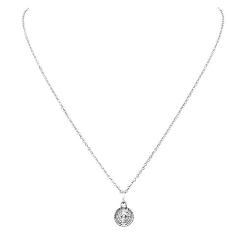 Rosemarie Collections Petite Saint Benedict Religious Pendant Necklace, 18"+2" Extender 2 Religious Pocket Tokens With Necklace