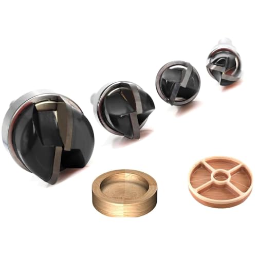 SICWOOD 4-piece bowl and tray router bit set with 1/4-inch shank, carbide-tipped round nose and groove cutters