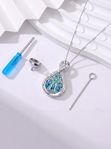 YYB Heart Urn Necklaces for Ashes with Funnel Kit Crystal Butterfly/Dragonfly/Hummingbird Cremation Jewelry Ashes Necklace for Women Memorial Jewelry Gifts for Women 2-Tree of Life
