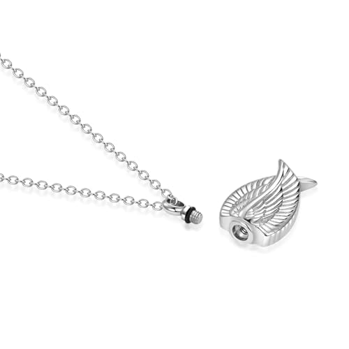MiniJewelry Angel Wing Urn Necklaces for Ashes Cremation Jewelry Keepsake for Adult Women Men Human Family Loved One