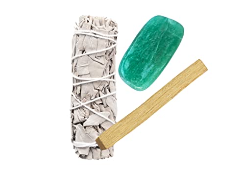Metaphysical Spiritual Supplies - White Sage Bundles Palo Santo Sticks Amethyst Rose Quartz Aventurine Crystals Stones - Manifest It Kit