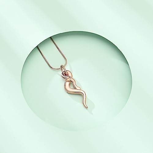 Snake Urn Necklace for Ashes for Men Stainless Steel Cremation Urn Pendant Memorial Locket Ashes Keepsake Cremation Jewelry Rose gold