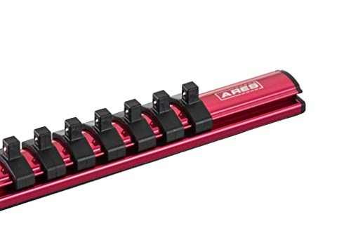 ARES 71180 12-inch magnetic socket rail with 1/4-inch drive clips for organizing sockets