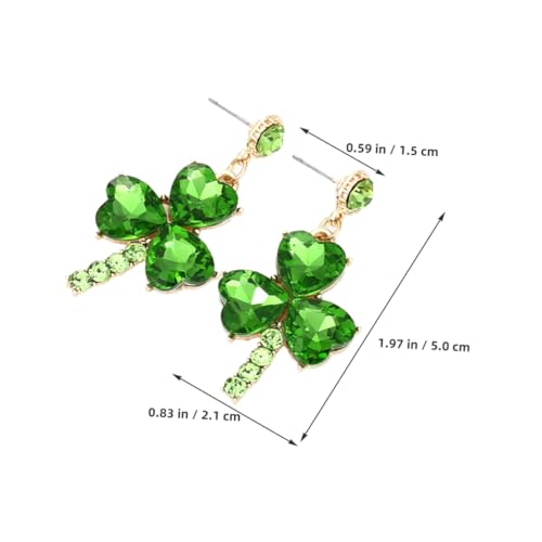 Shamrock Earrings Studs for St Patricks Day Sparkly Rhinestone Leaf Earrings Elegant Holiday Festival Accessories for Women Party