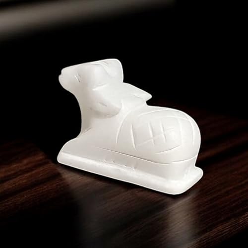 White Marble Nandi Bull Idol – 2.5" Shiv Ji Vahana Cow Figurine for Vastu, Good Luck, Success & Prosperity – Puja Room Decor, Home Temple Showpiece, Gift Item – Pack of 1