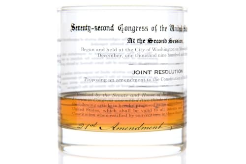 Well Told Prohibition Rocks Glasses Set of 2, 18th and 21st Amendment Barware, History-Themed Bourbon Glassware Gift Set for Whiskey Lovers, Old Fashioned Glasses