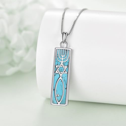 Turquoise Phoenix/Gecko Lizard/Dragonfly/Butterfly Messianic Seal Mezuzah Necklace Sterling Silver Turquoise Pendant Necklace Animal Jewellery Gifts for Women Men