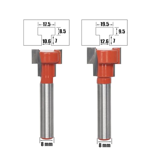 5-Piece T-slot cutter 8 mm shank, T-track slotted wood cutter, T-slot cutter set, cutter for router, woodworking