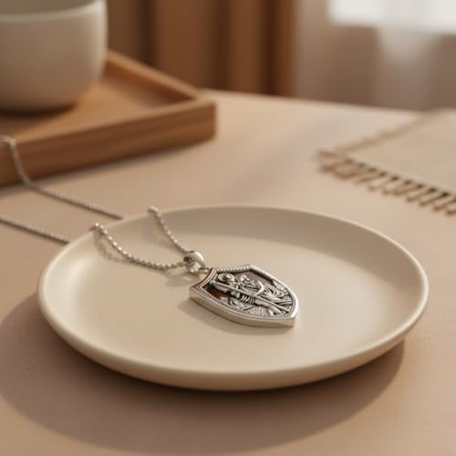 ONEFINITY Saint Christopher Necklace for Men 925 Sterling Silver St Christopher Medal Pendant Amulet Protector Jewellery Gifts for Women