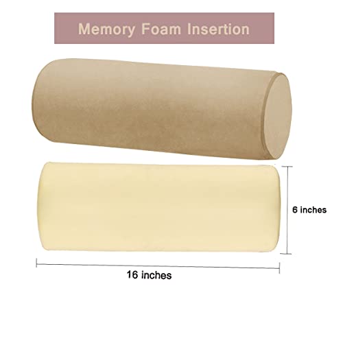 Memory Foam 16x6 Neck Pillow for Sleeping, Neck Pain Relief, Side Back Stomach Sleeper, Car or Office Chair Sofa,Support Pillow with Soft Velvet Pillowcase (Light Coffee) Light Coffee