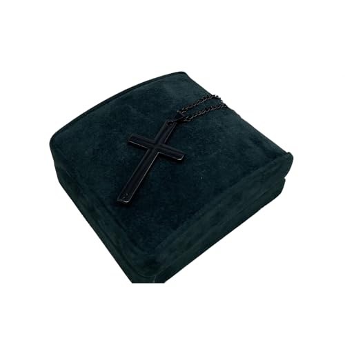 Men Stainless Steel Black Large Cross Pendant Crucifix Religious Fashion Necklace Birthday Party Easter