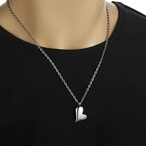 Cremation Heart Urn Necklace for Ashes Jewelry Keepsake Pendant Grandpa - Silver
