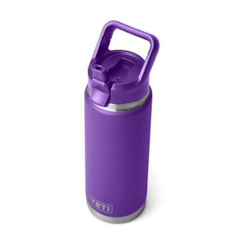 YETI Rambler 26 oz Bottle, Vacuum Insulated, Stainless Steel with Color Matching Straw Cap Pace Purple