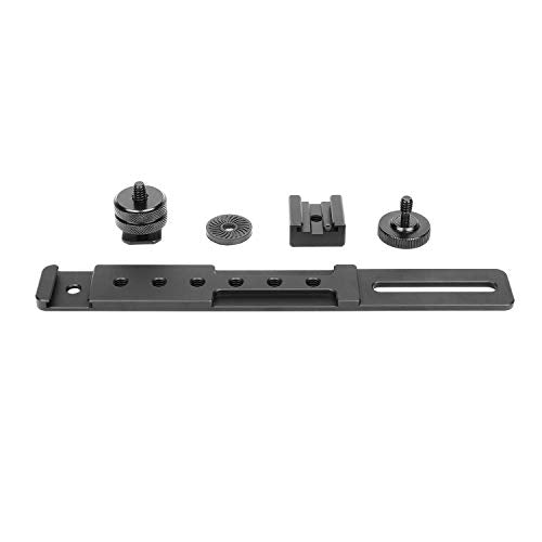 ChromLives 8'' Cold Shoe Extension Bar, Flash Straight Bracket, Camera Dual Mount Flash Bracket Compatible with Nikon Canon Sony Olympus DSLR Camera Camcorder DV Dual camera mount