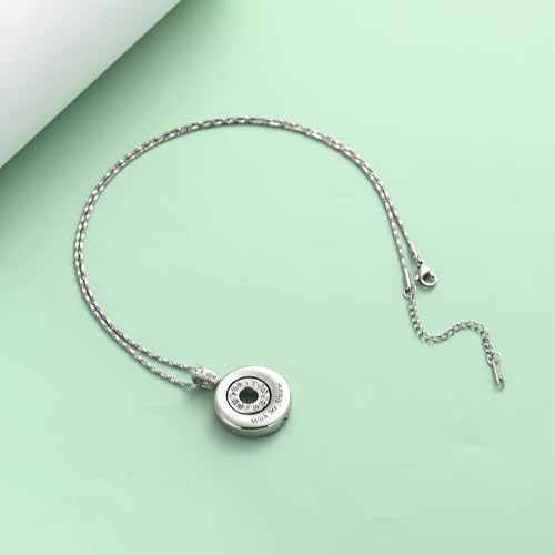Yinplsmemory Circle of Life Urn Necklace for Ashes With Me Always Cremation Urns Pendant Eternity Memorial Necklaces for Women Mom Silver