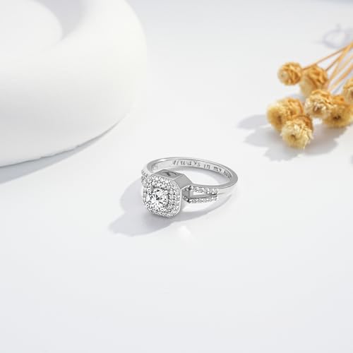 S925 Sterling Silver Urn Rings for Ashes for Women Cremation Jewelry for Ashes with Square Diamond Memorial Keepsake for Loved Ones 5