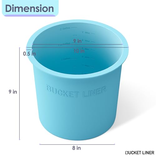 2 Gallon with Lid – Reusable Silicone Bucket Pail Liner for Kitchen, Outdoor, Gardening, Camping, Thinset & Paint Food Grade, Foldable & Heat-Resistant – Multi-Purpose,Blue Blue 2 Gallon With Lid
