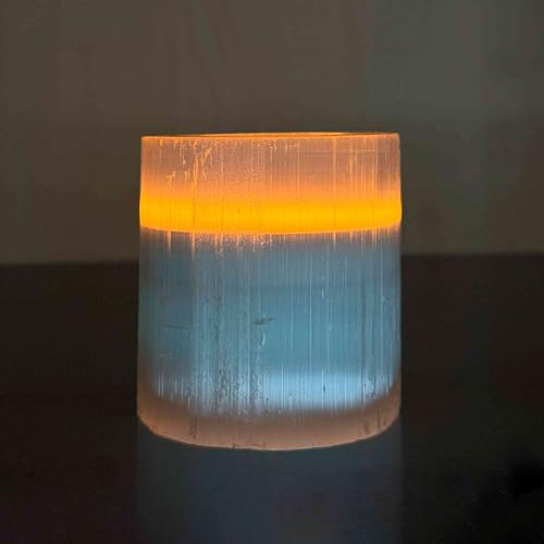NKlaus Selenite Tealight Holder Round 8 x 8 cm