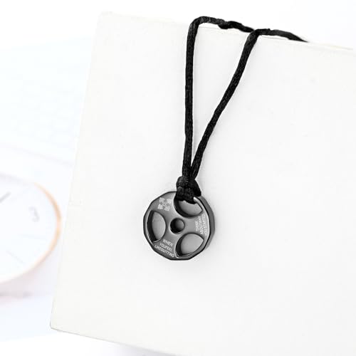 XSMZB Fitness Dumbbell Cremation Jewelry for Human Pet Stainless Steel Weight Plate Urn Necklace for Ashes Keepsake Pendant Urn Jewelry Black