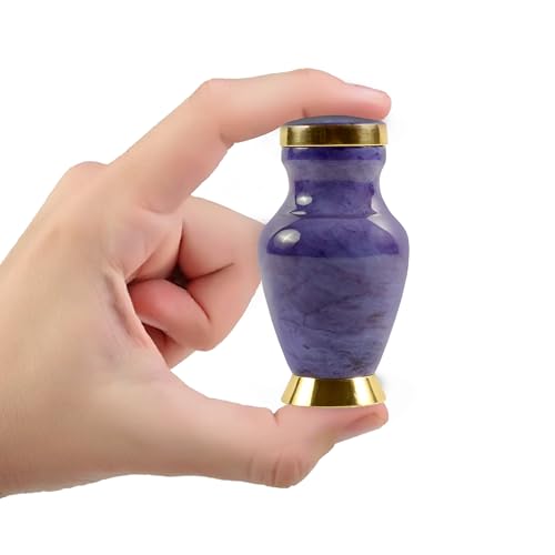 Small Keepsake Cremation Urn for Ashes | Keep Your Loved Ones Memory Close | Elegant Everlasting Tribute | Mini Personal Memorial for Remains, Dried Flowers, Sacred Earth | Threaded Lid | 3 Cubic Inch Purple