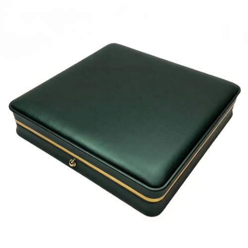 Jewelry Boxes, Dark Green PU Leather Necklace Wedding Ring Box